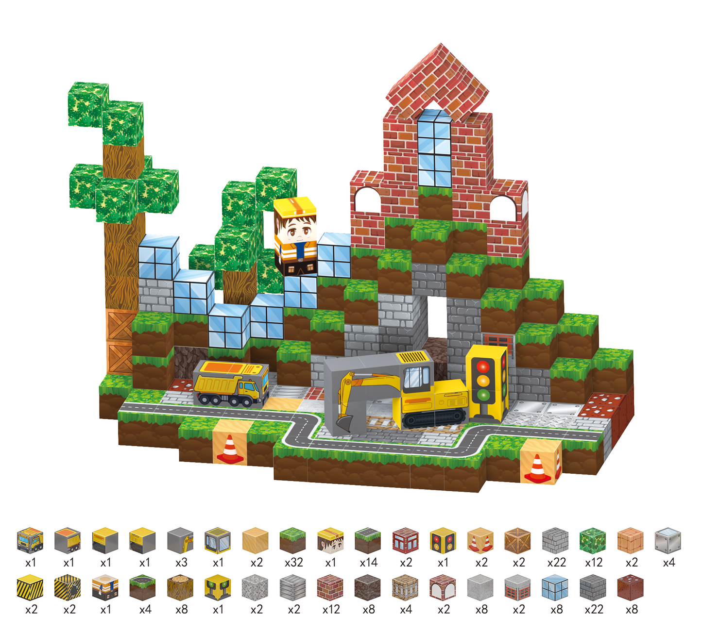 Magnetic Construction Building Blocks Set, 200 Pieces