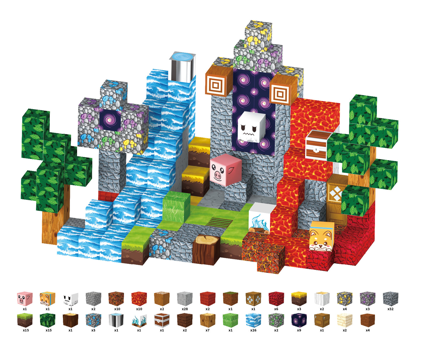 WLBES 200PCS Magnetic Blocks Set, Lava Forest Design, STEM Educational Building Toys, Creative Construction Play, Portable Travel Toys for Kids Age 3+