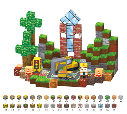 Magnetic Construction Building Blocks Set, 200 Pieces