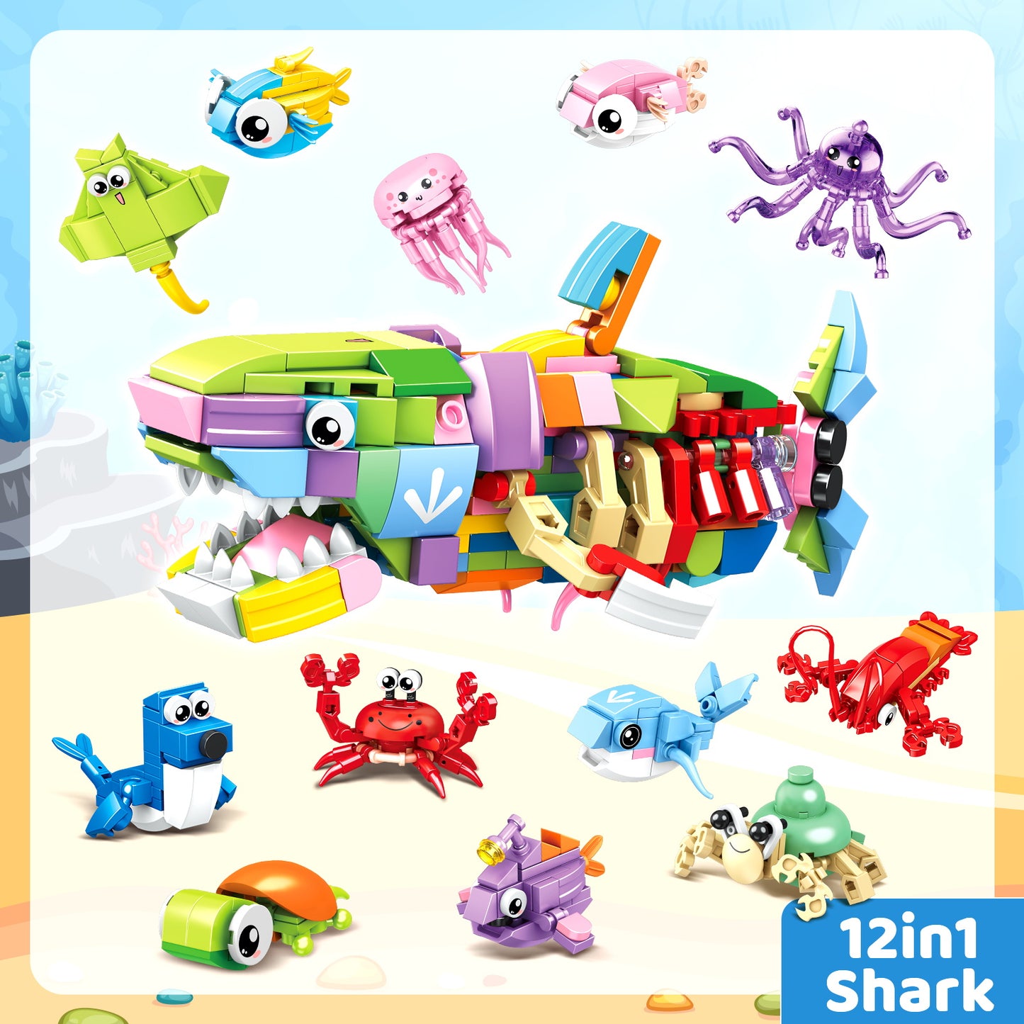 36-Piece Mini Animal Building Blocks Set for Kids - Transformable Ocean, Insect & Bird Themes - Educational STEM Learning Toy for Creative Play, Birthday Gift for Boys & Girls Ages 3+