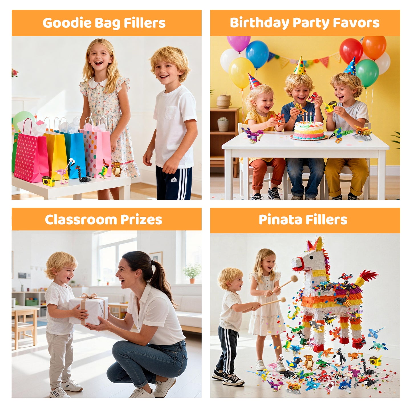 SONGLINLXS Party Blocks 36PCS Mini Animal Plastic Building Blocks, 108 Build Options, Kids Party Favors, Goodie Bag Stuffers, Classroom Birthday Toys for Ages 3-8
