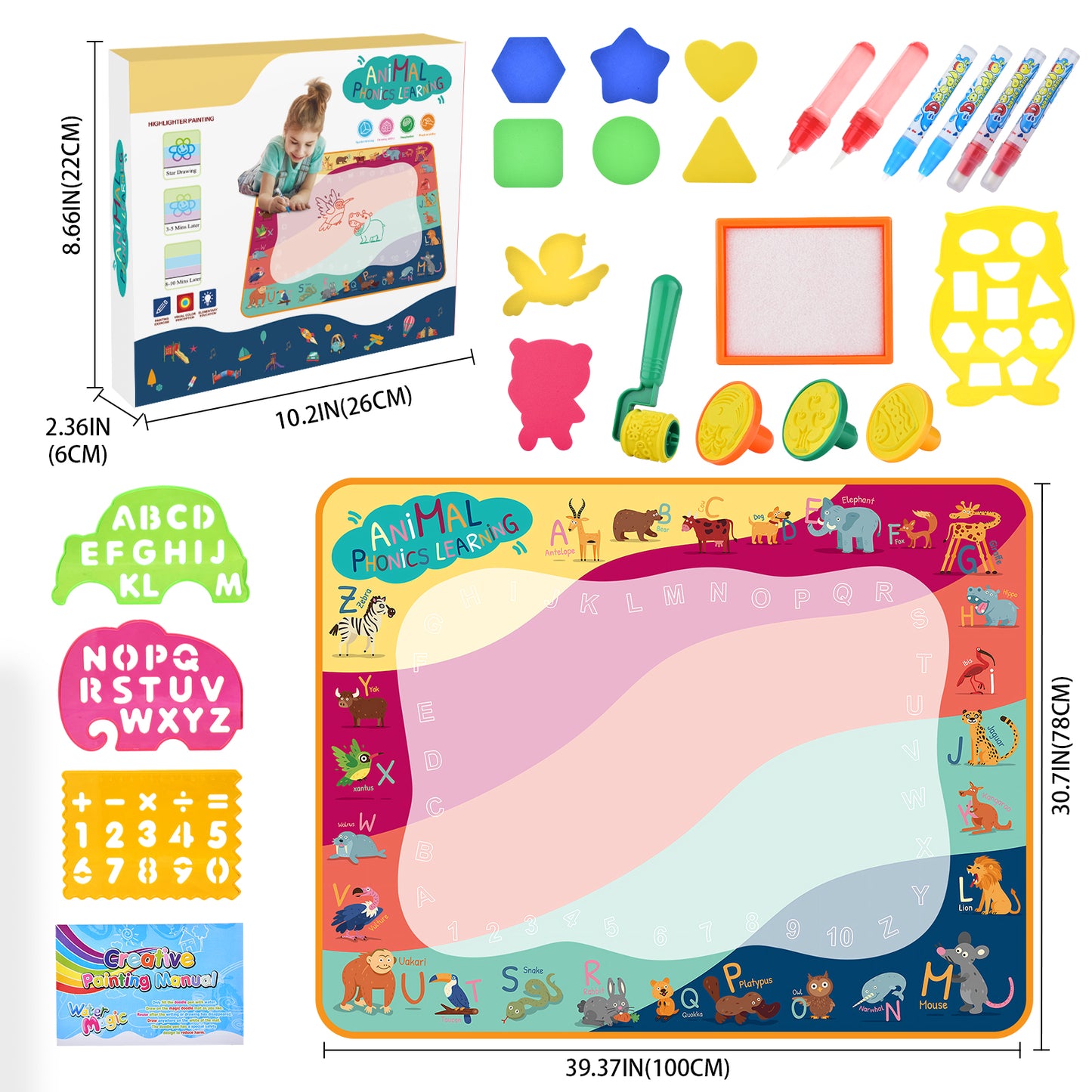 Water Doodle Mat Phonics Learning Educational Sensory 100cm x 78cm
