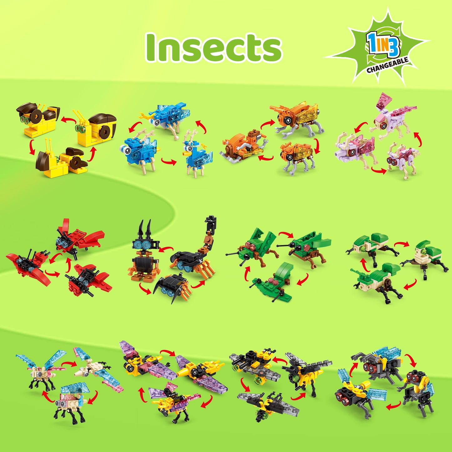 SONGLINLXS Party Blocks 36PCS Mini Animal Plastic Building Blocks, 108 Build Options, Kids Party Favors, Goodie Bag Stuffers, Classroom Birthday Toys for Ages 3-8