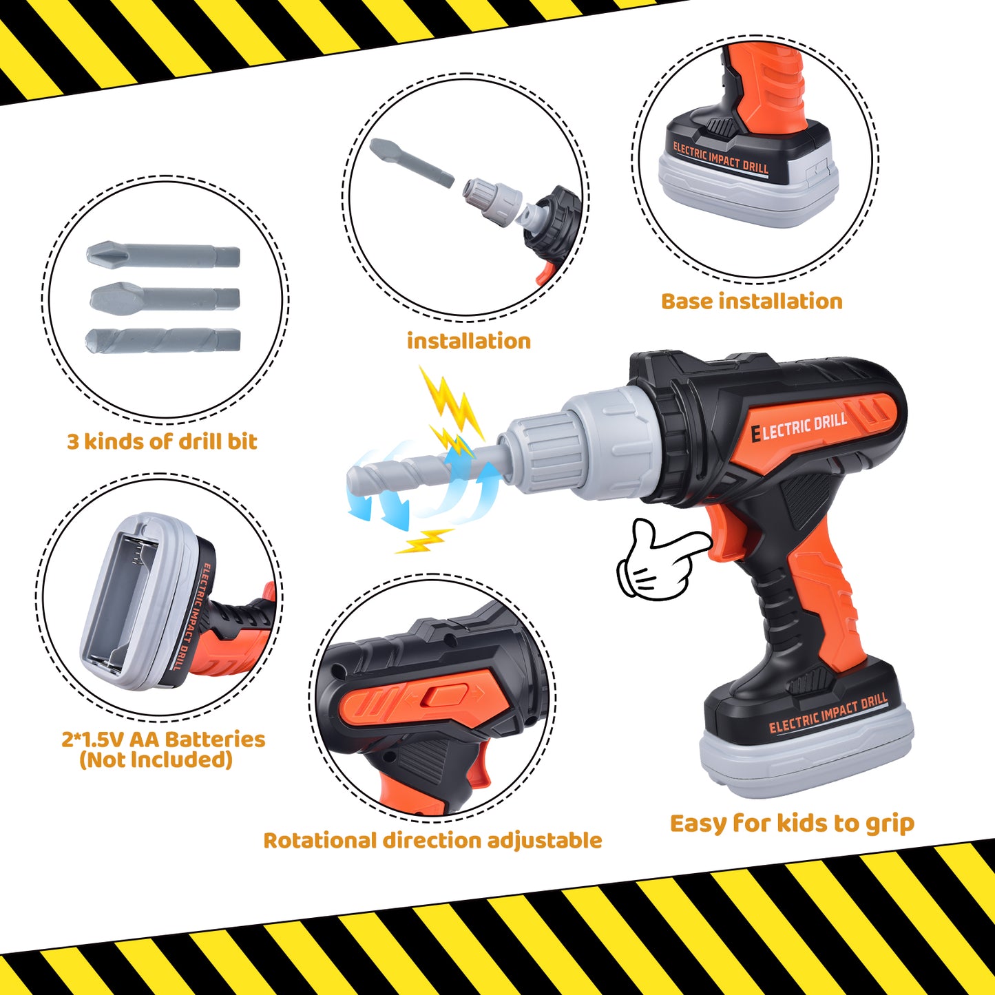 WLBES Kids Tool Set with Electric Toy Drill & Tool Belt, Realistic Pretend Play Construction Toys for Kids 3+, Educational Toddler Tool Kit, Tool Box for Boys Girls Indoor Outdoor Building Play
