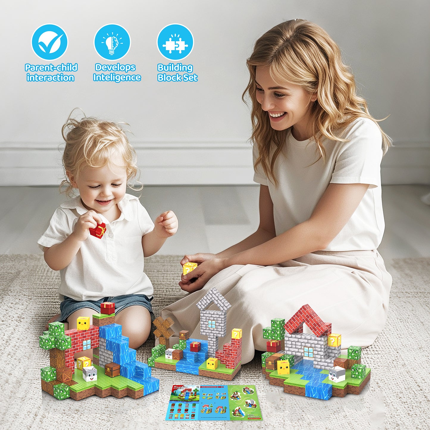 SONGLINLXS 100PCS Forest Magnetic Cubes STEM Building Blocks, Educational Toy for Preschool, Travel, Kids Creative Gift for Boys Girls 3+