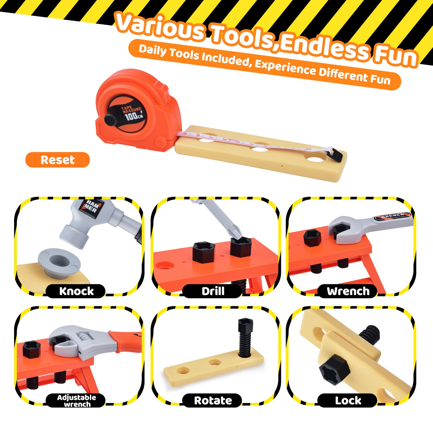 WLBES Kids Tool Set with Electric Toy Drill & Tool Belt, Realistic Pretend Play Construction Toys for Kids 3+, Educational Toddler Tool Kit, Tool Box for Boys Girls Indoor Outdoor Building Play