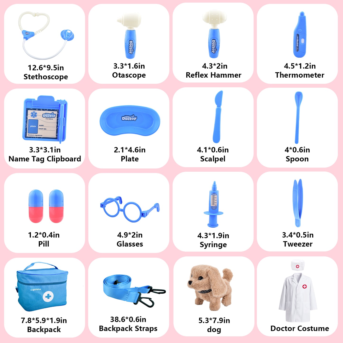 WLBES Doctor Toys, Kids Vet Doctor Play Set with Electronic Walking Barking Puppy, Toddler Pretend Role Play Doctor Kit for Kids 3+, Preschool Toys, Ideal Birthday Party Gift for 3 4 5 Year Old Girls
