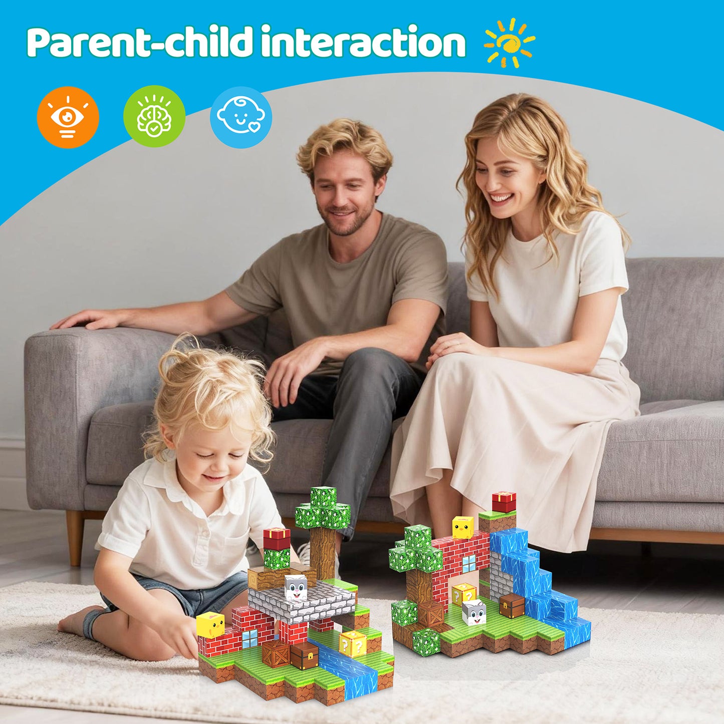 SONGLINLXS 100PCS Forest Magnetic Cubes STEM Building Blocks, Educational Toy for Preschool, Travel, Kids Creative Gift for Boys Girls 3+