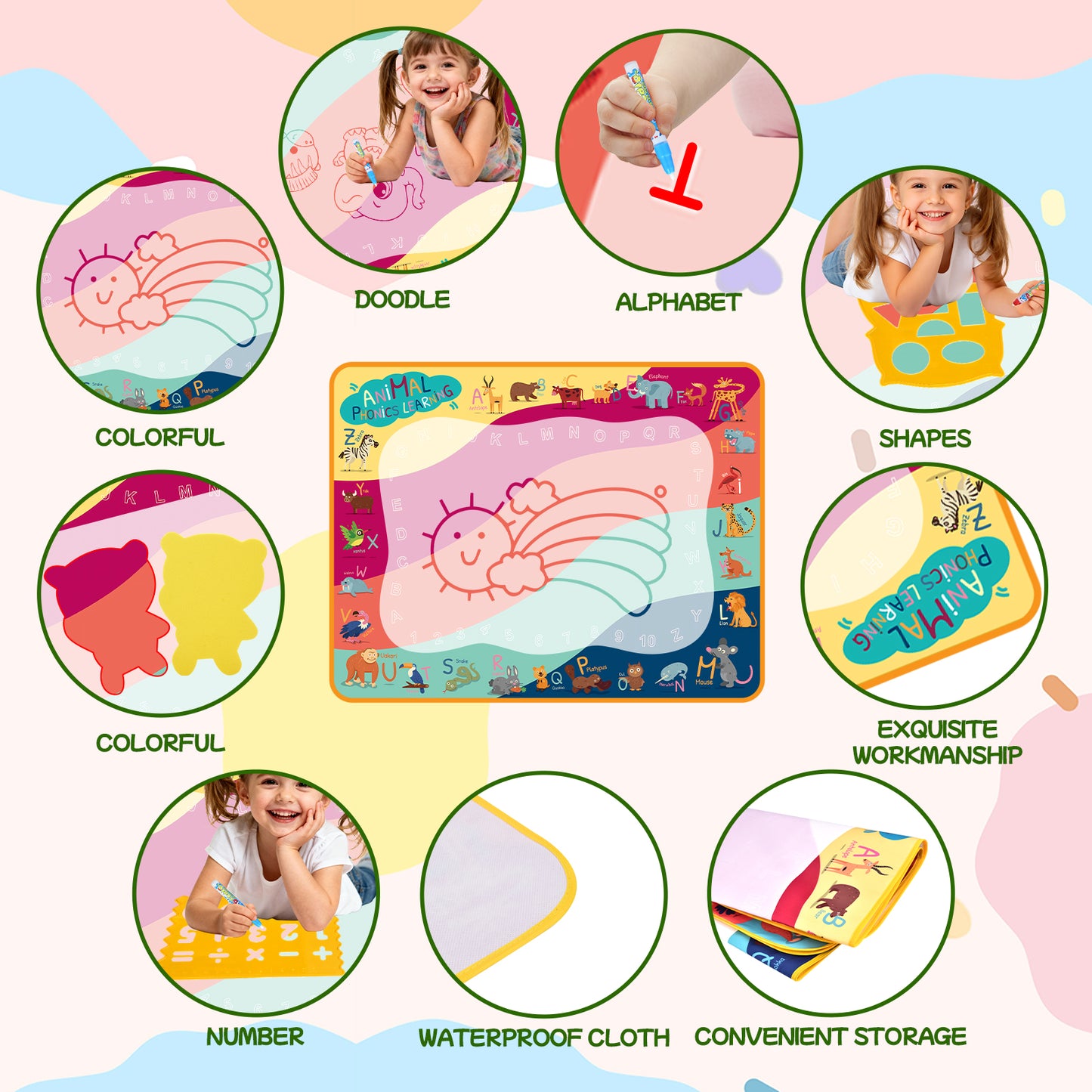 Water Doodle Mat Phonics Learning Educational Sensory 100cm x 78cm