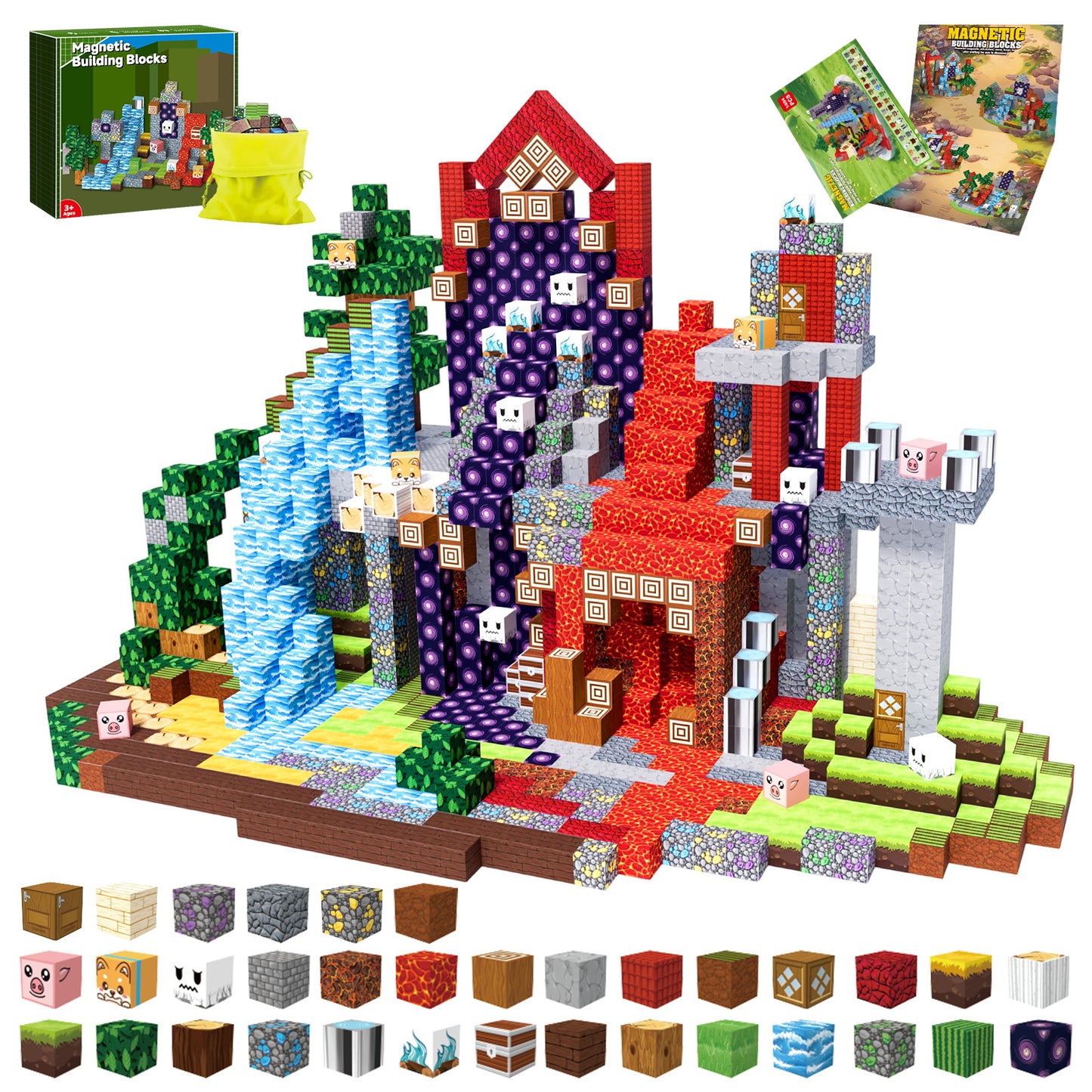 WLBES 200PCS Magnetic Blocks Cubes, Magnet Building Stacking Blocks, STEM Educational Magnet Toys for Boys Girls Age 3+, Ideal Birthday Holiday Gift for Kids