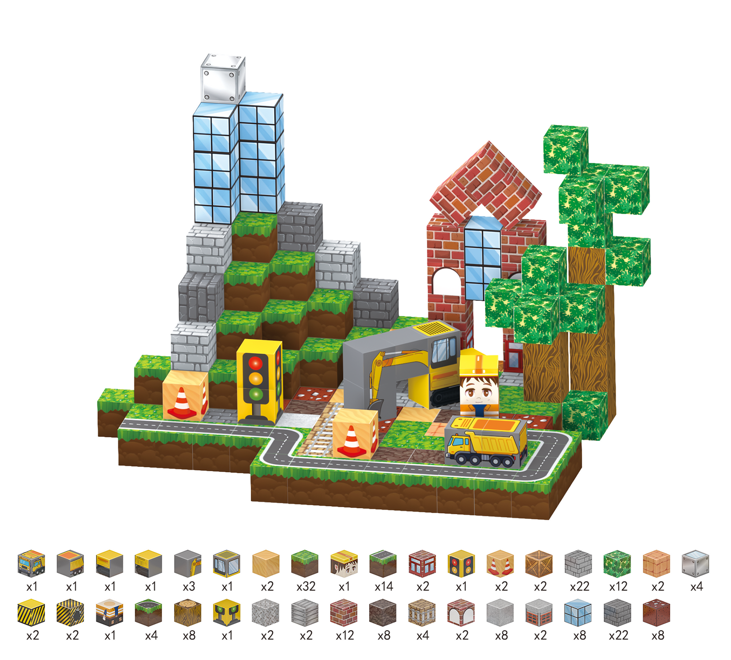 Magnetic Construction Building Blocks Set, 200 Pieces