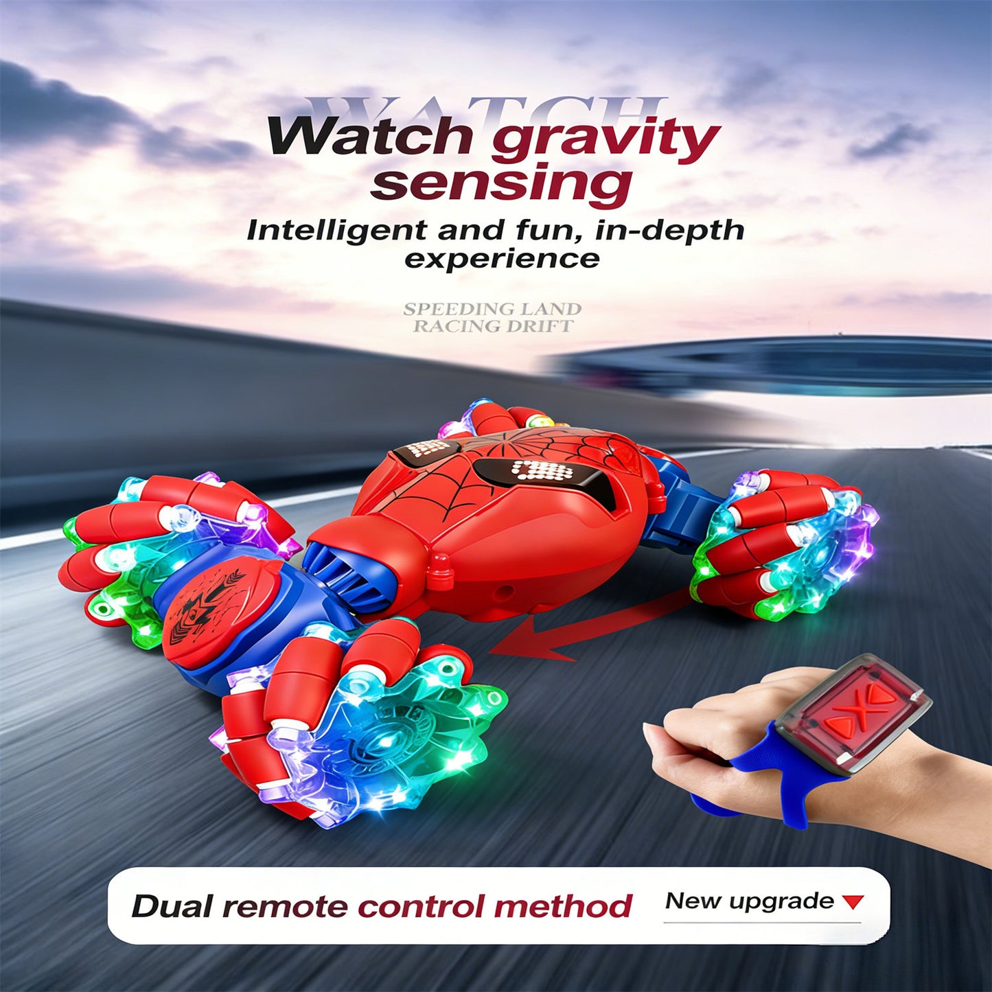 SONGLINLXS RC Drift Stunt Car, Gesture Sensing Remote Control Car for Boys 4-7, 360° Rotating Twist Toy Car with Dual Remote & Long Battery, Ideal Birthday Party Gift for Kids 3+