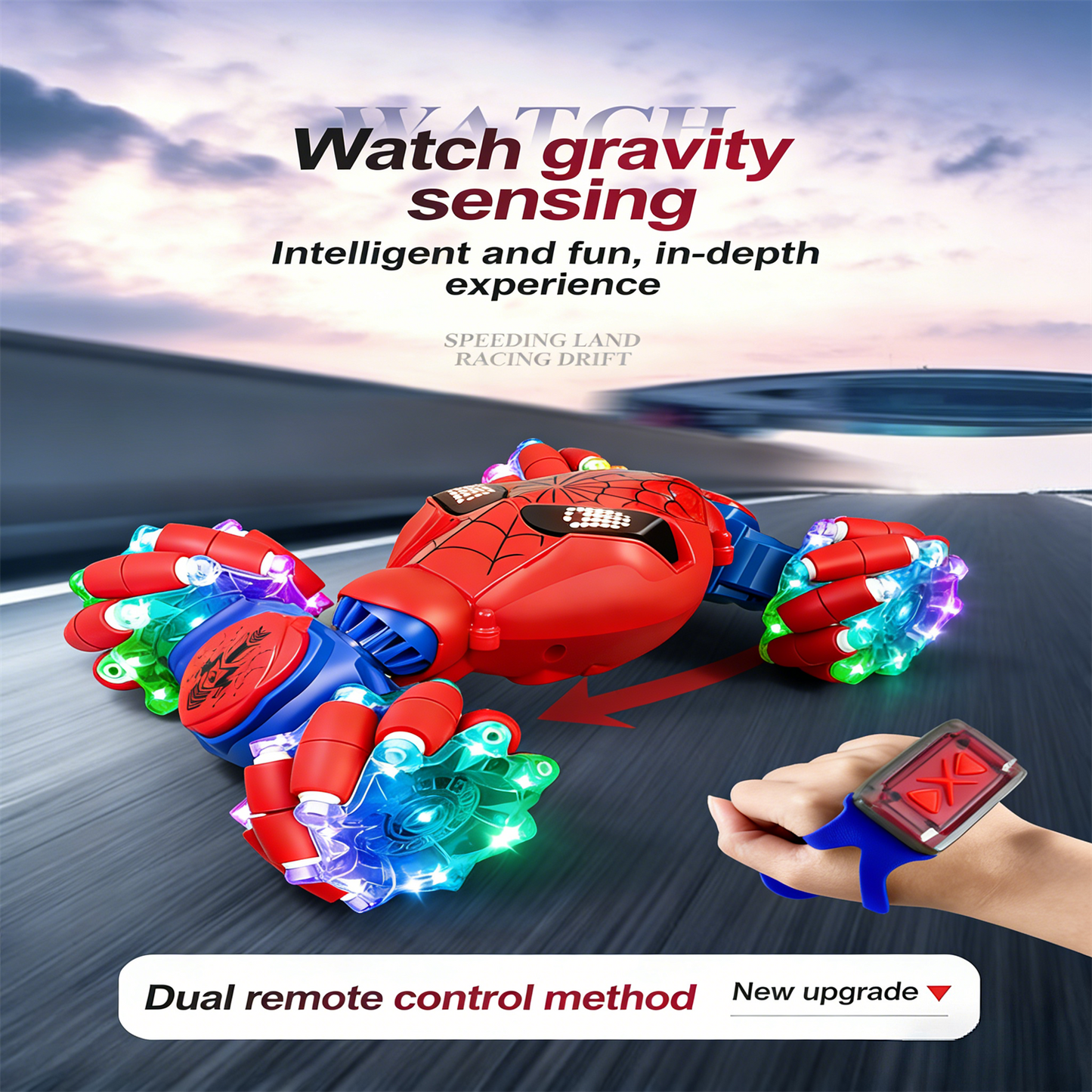 SONGLINLXS Remote Control Stunt Drifter Car, 4WD Gesture Sensing, Sideways Driving, Watch Controller, 1:12 Scale