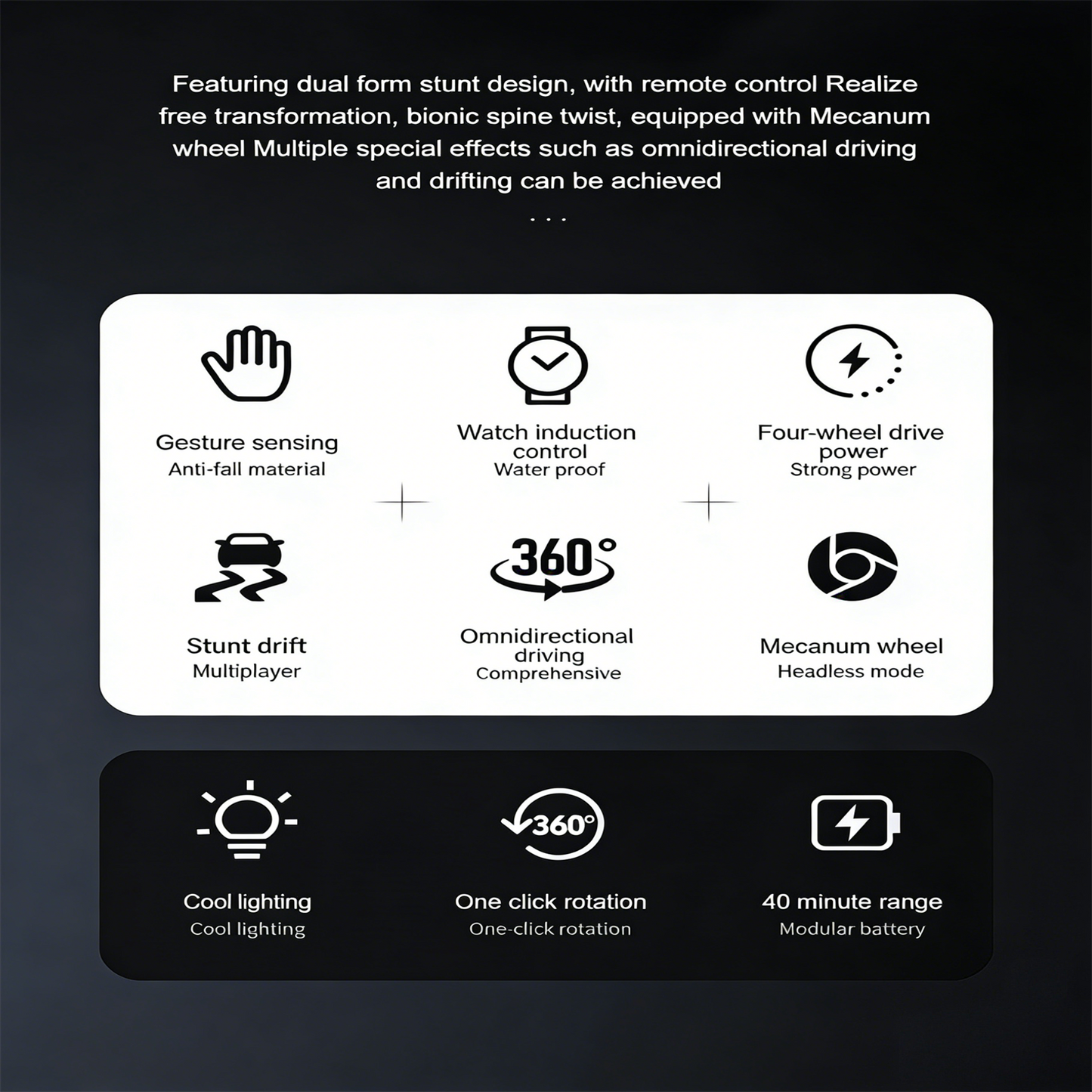 SONGLINLXS Remote Control Stunt Drifter Car, 4WD Gesture Sensing, Sideways Driving, Watch Controller, 1:12 Scale