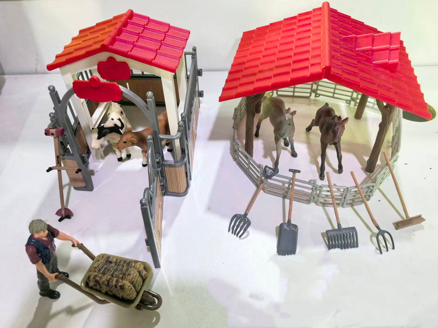 Farm Playset with Animals, Barn, Tools & Farmer Figure – Educational Toy for Kids 3+
