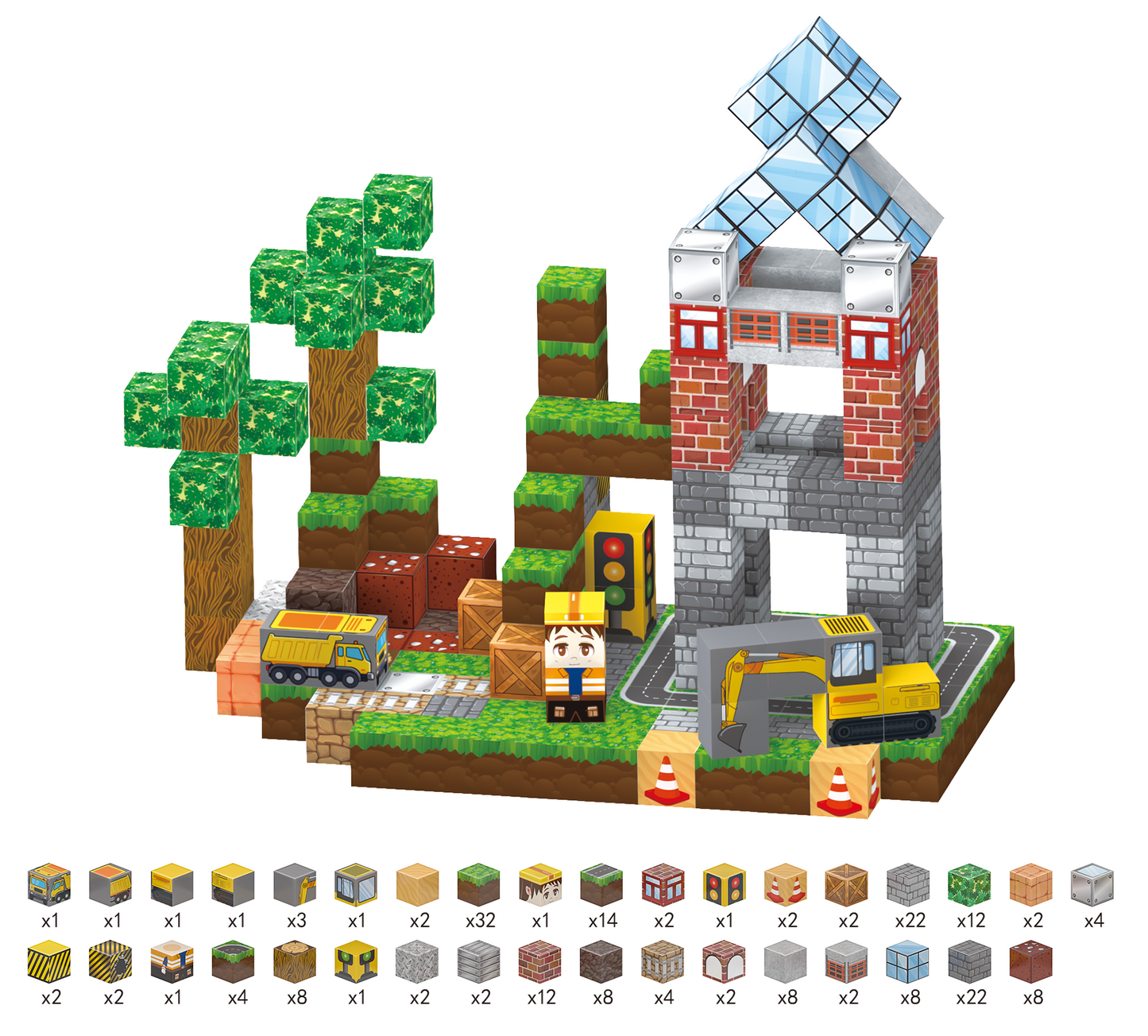 Magnetic Construction Building Blocks Set, 200 Pieces