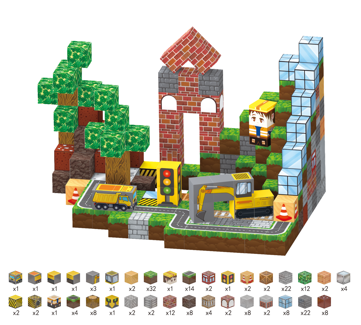 Magnetic Construction Building Blocks Set, 200 Pieces