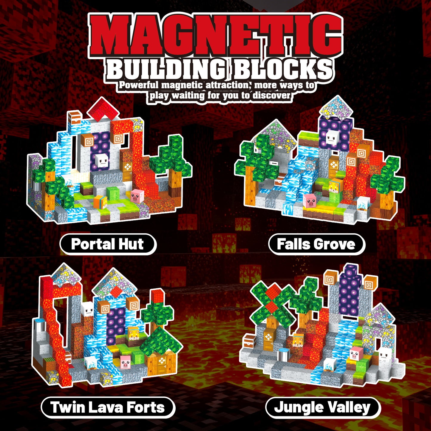WLBES 200PCS Magnetic Blocks Cubes, Magnet Building Stacking Blocks, STEM Educational Magnet Toys for Boys Girls Age 3+, Ideal Birthday Holiday Gift for Kids