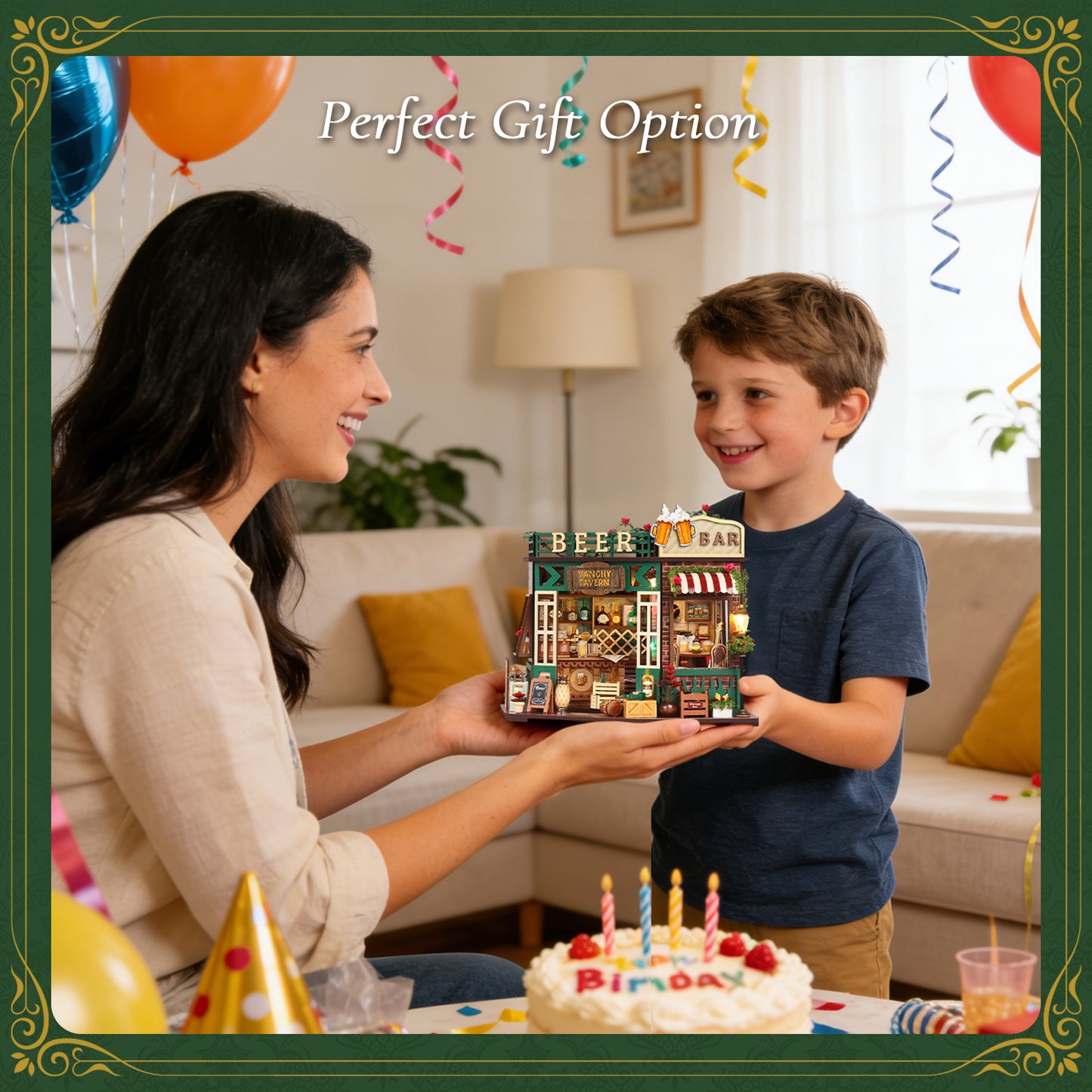 WLBES 3D Wooden Puzzle Book Nook Kit for Adults, DIY Miniature Tavern House Model Kit, Cute Book Nooks for Bookshelf, Home Decor & Craft Hobby