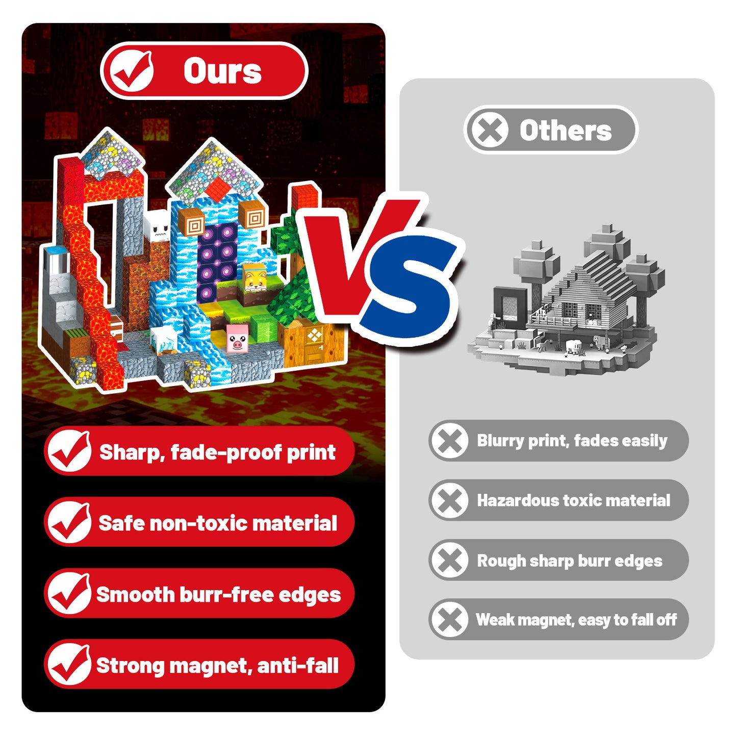 WLBES 200PCS Magnetic Blocks Cubes, Magnet Building Stacking Blocks, STEM Educational Magnet Toys for Boys Girls Age 3+, Ideal Birthday Holiday Gift for Kids