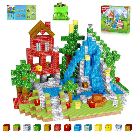 Casrra 100PCS Forest Magnetic Cubes STEM Building Blocks, Educational Toy for Preschool, Travel, Kids Creative Gift for Boys Girls 3+