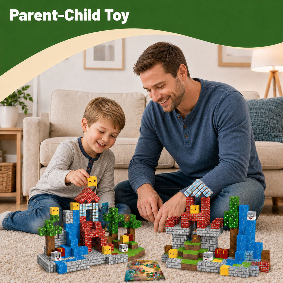 WLBES 200PCS Magnetic Blocks, Forest Cube Stacking Magnet Toys, STEM Educational Building Toy for Kids 3+, Ideal Birthday & Holiday Gift for Boys & Girls